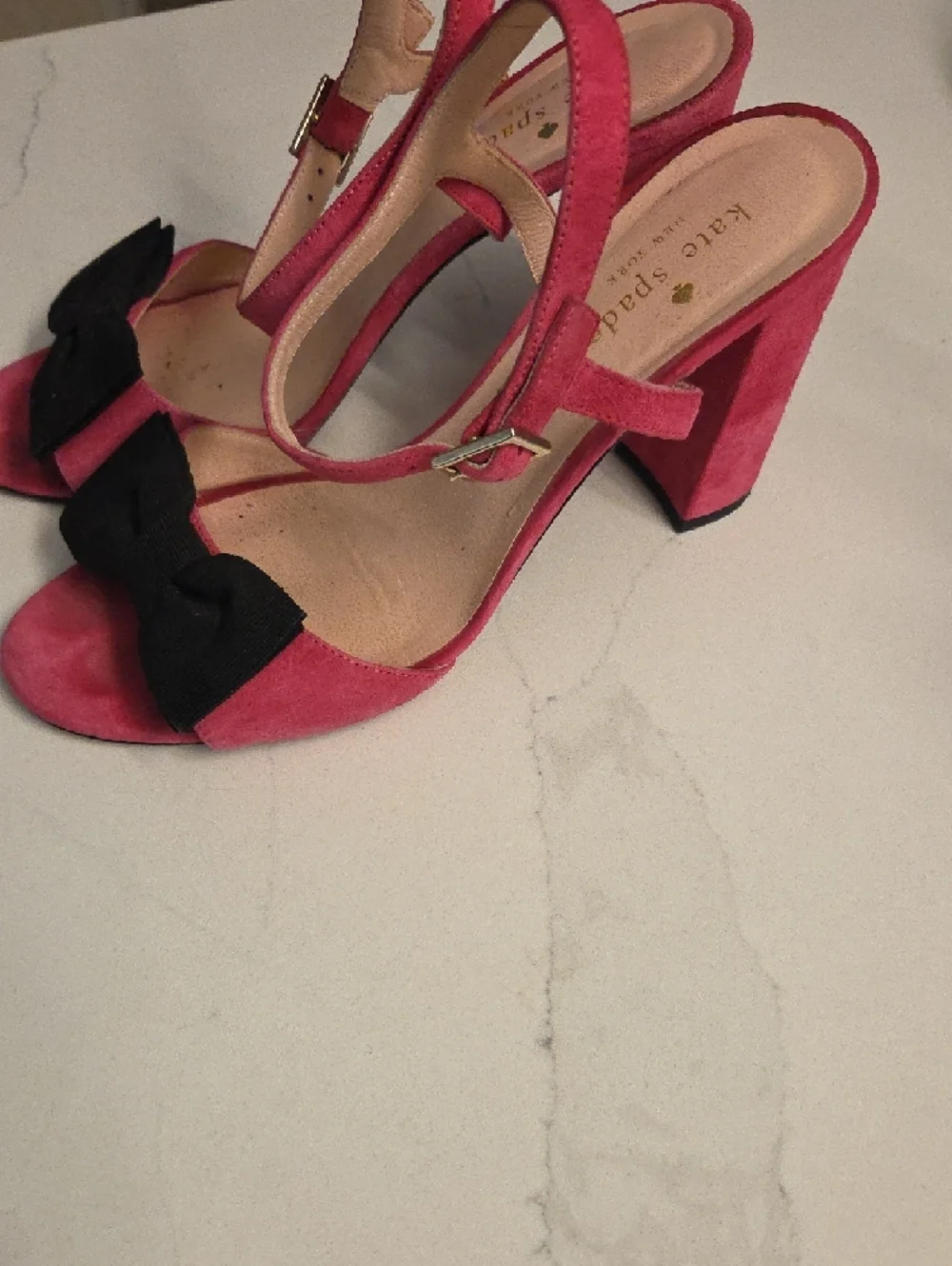 Kate‎ Spade Pink Slingback Heels with Black Bows